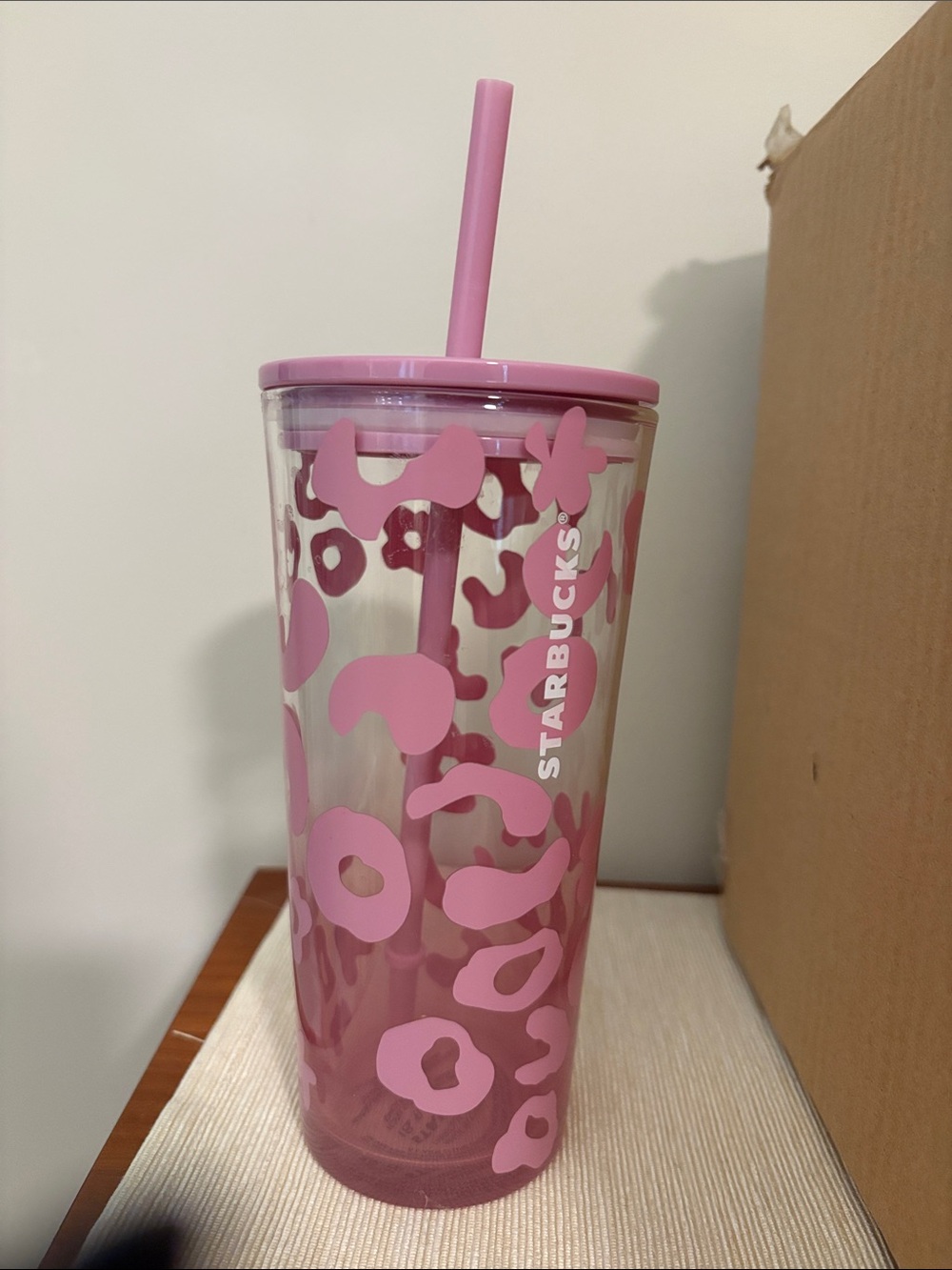 Starbucks Pink Leopard Print Reusable Tumbler with Straw